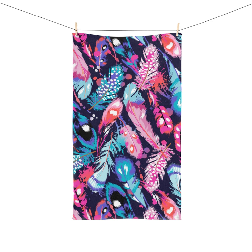 Colorful Feathers Hand Towel